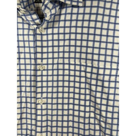 Neiman Marcus Dress Shirt Men's 16 36/37 Blue Check Long Sleeve Trim Fit - Picture 2 of 7